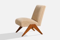 Argentine Designer, Lounge Chair, Wood, Fabric, Argentina, 1960s