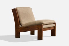 Argentinischer Designer, Loungesessel, Holz, Stoff, Argentinien, 1960er Jahre