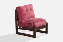 Argentine Designer, Lounge Chair, Wood, Fabric, Argentina, 1960s