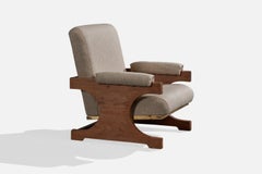 Argentine Designer, Lounge Chair, Wood, Fabric, Argentina, 1960s