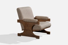 Argentine Designer, Lounge Chair, Wood, Fabric, Argentina, 1960s