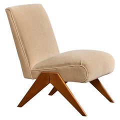 Argentine Designer, Lounge Chair, Wood, Fabric, Argentina, 1960s