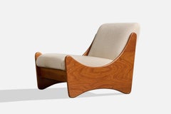 Argentine Designer, Lounge Chair, Wood, Fabric, Argentina, 1970s