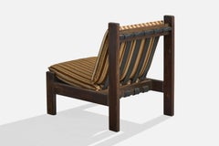 Argentine Designer, Lounge Chair, Wood, Fabric, Argentina, 1970s