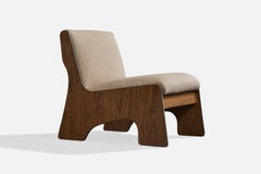Argentine Designer, Lounge Chair, Wood, Fabric, Argentina, 1970s