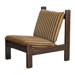 Argentine Designer, Lounge Chair, Wood, Fabric, Argentina, 1970s
