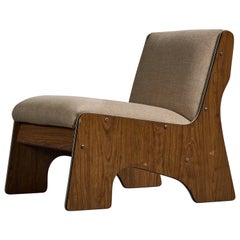 Argentine Designer, Lounge Chair, Wood, Fabric, Argentina, 1970s
