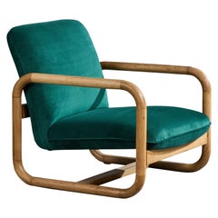 Argentine Designer, Lounge Chair, Wood, Fabric, Argentina, 1970s