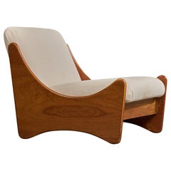 Argentine Designer, Lounge Chair, Wood, Fabric, Argentina, 1970s