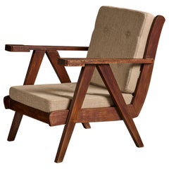 Designer argentin, chaise longue, Wood, tissu, Argentine, années 1970