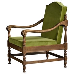 Argentine Designer, Lounge Chair, Wood, Velvet, Argentina, 1960s