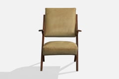 Argentine Designer, Lounge Chair, Wood, Vinyl, Argentina, 1950s