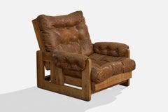 Argentine Designer, Lounge Chair, Wood, Vinyl, Argentina, 1960s
