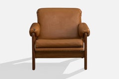 Argentine Designer, Lounge Chair, Wood, Vinyl, Argentina, 1970s