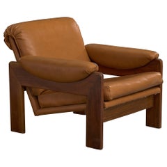 Argentine Designer, Lounge Chair, Wood, Vinyl, Argentina, 1970s