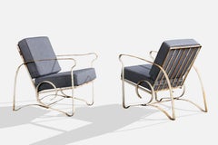 Argentine Designer, Lounge Chairs, Iron, Fabric, Argentina, 1950s