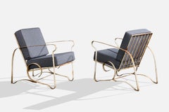 Argentine Designer, Lounge Chairs, Iron, Fabric, Argentina, 1950s