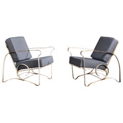 Argentine Designer, Lounge Chairs, Iron, Fabric, Argentina, 1950s