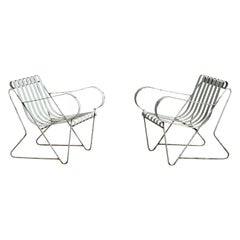 Argentine Designer, Lounge Chairs, Metal, Argentina, 1960s