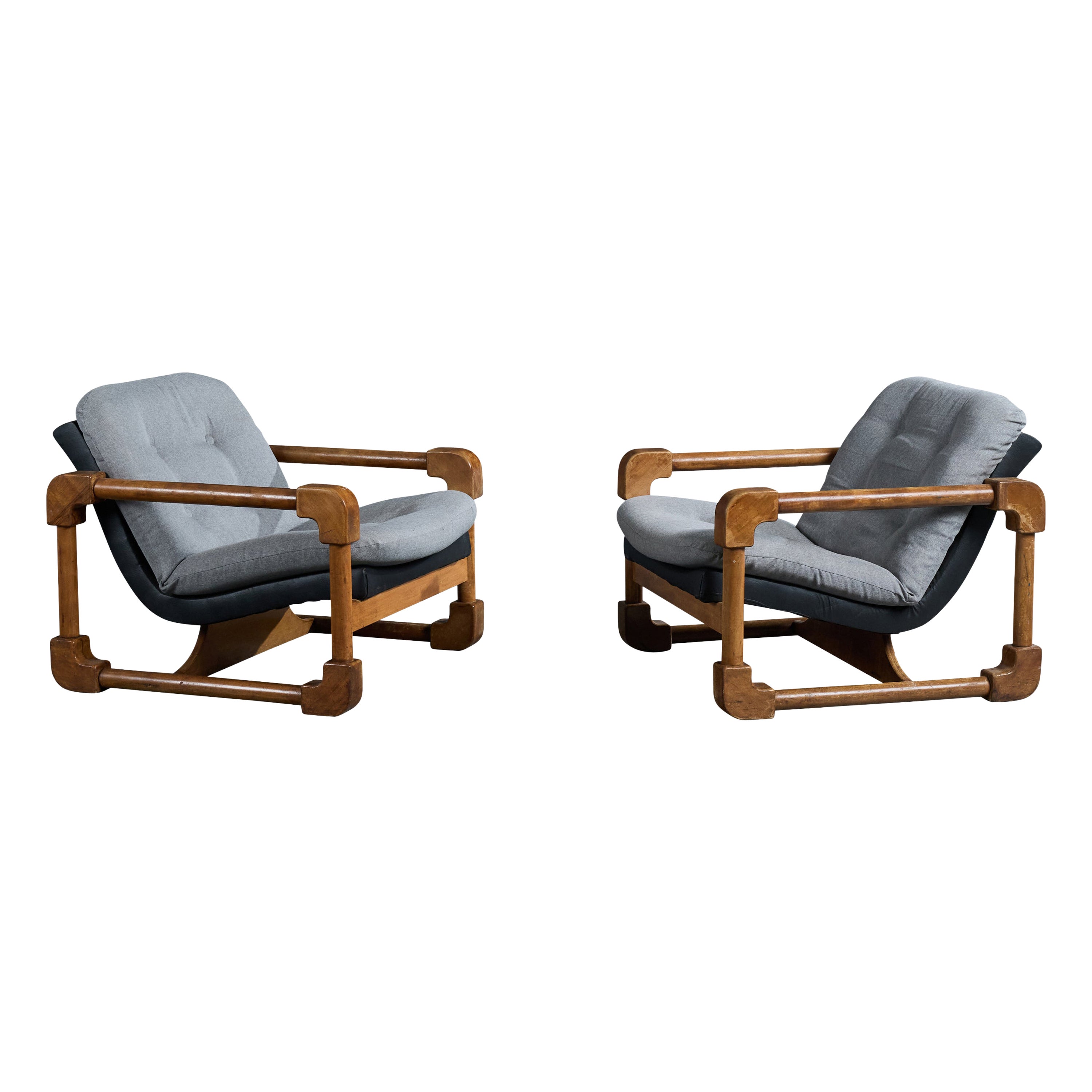 Chaises longues de designer argentin, Oak Oak, tissu, Argentine, années 1970 en vente