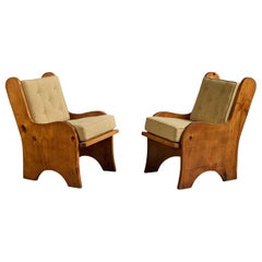 Diseñador argentino, sillones de descanso, pino, tela, Argentina, década de los 1960