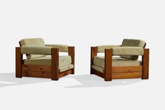 Argentine Designer, Lounge Chairs, Pine, Fabric, Argentina, 1970s