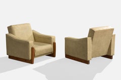 Argentine Designer, Lounge Chairs, Pine, Vinyl, Argentina, 1960s