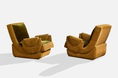 Argentine Designer, Lounge Chairs, Velvet, Argentina, 1970s