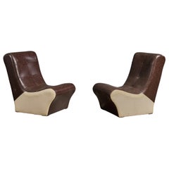 Argentine Designer, Lounge Chairs, Vinyl, Argentina, 1970s