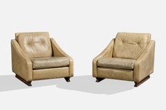 Argentine Designer, Lounge Chairs, Vinyl, Wood, Argentina, 1960s
