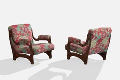 Argentinischer Designer, Lounge-Stühle, Holz, Messing, Argentinien, 1960er Jahre