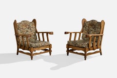 Argentinischer Designer, Lounge-Stühle, Holz, Stoff, Argentinien, 1960er Jahre