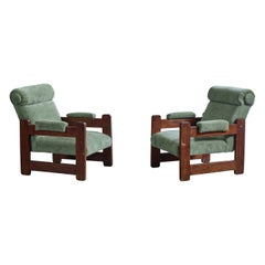 Argentinischer Designer, Lounge-Stühle, Holz, Stoff, Argentinien, 1960er Jahre