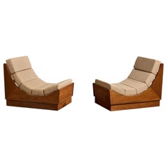 Argentine Designer, Lounge Chairs, Wood, Fabric, Argentina, 1960s