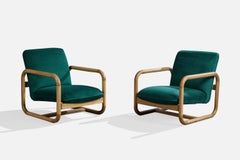 Argentinischer Designer, Lounge-Stühle, Holz, Stoff, Argentinien, 1970er Jahre