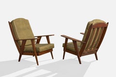 Argentine Designer, Lounge Chairs, Wood, Leather, Argentina, 1970s