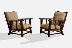 Designer argentino, poltrone, legno, pelle, tessuto, Argentina, anni '70