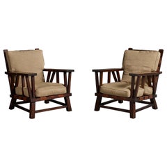 Designer argentino, poltrone, legno, pelle, tessuto, Argentina, anni '70