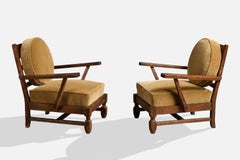 Argentine Designer, Lounge Chairs, Wood, Mohair, Argentina, 1950s
