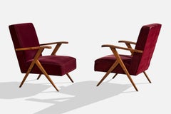 Designer argentino, poltrone, legno, velluto, Argentina, anni ’1950