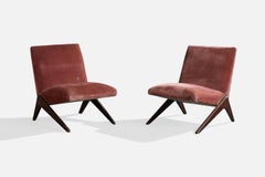Designer argentino, poltrone, legno, velluto, Argentina, anni ’60