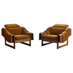 Designer argentino, poltrone, legno, velluto, Argentina, anni ’60