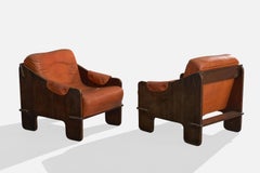 Argentine Designer, Lounge Chairs, Wood, Vinyl, Argentina, 1960s