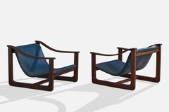 Argentinischer Designer, Lounge-Stühle, Holz, Vinyl, Argentinien, 1960er Jahre