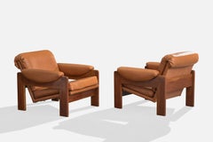 Argentinischer Designer, Lounge-Stühle, Holz, Vinyl, Argentinien, 1970er Jahre