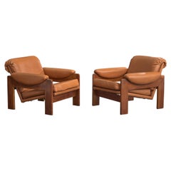 Argentinischer Designer, Lounge-Stühle, Holz, Vinyl, Argentinien, 1970er Jahre