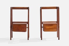 Argentine Designer, Nightstands, Wood, Glass, Argentina, 1950s