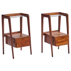 Argentine Designer, Nightstands, Wood, Glass, Argentina, 1950s
