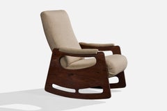 Argentinischer Designer, Schaukelstuhl, Holz, Stoff, Argentinien, 1970er Jahre