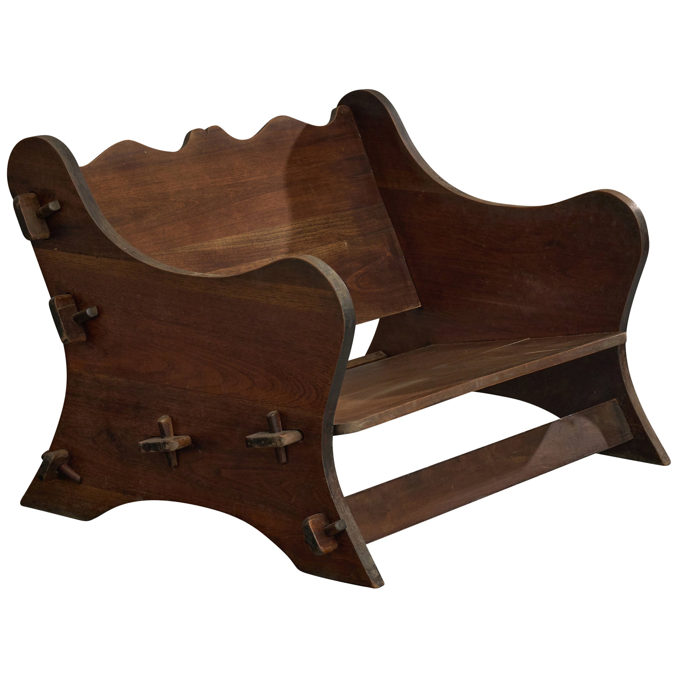 Argentine Designer, Settee, Wood, Argentina, 1970s